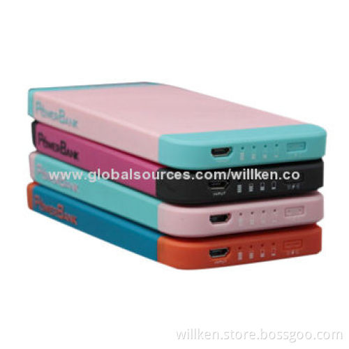 Power Banks, Rubber Face, Integrated Micro USB Line, 5,000mAh Capacity, 2C Colors Available